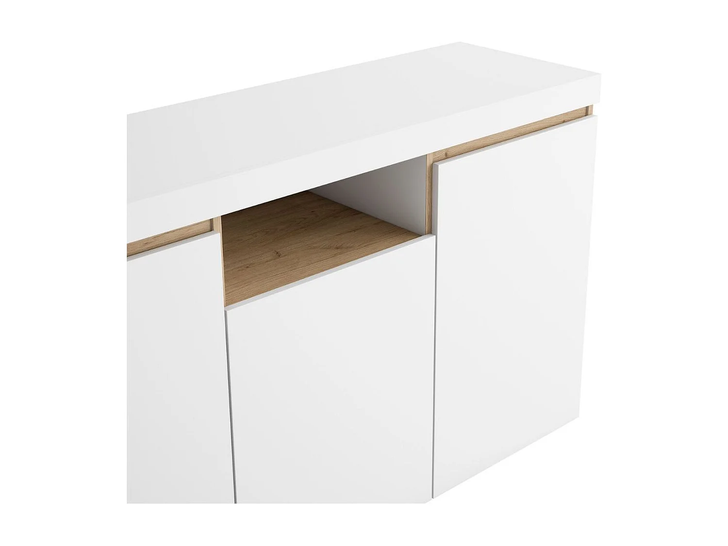 Aparador Elis 3 puertas + compartimento blanco mate/natural 80,5x140,1x39,6 cm
