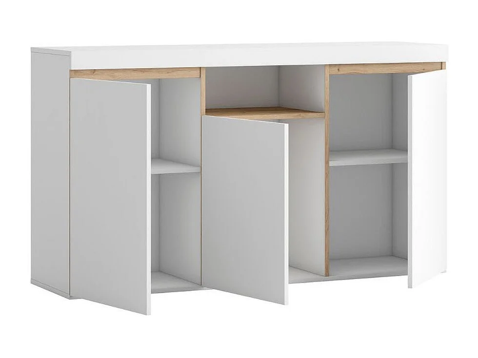Aparador Elis 3 puertas + compartimento blanco mate/natural 80,5x140,1x39,6 cm