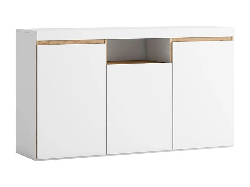Aparador Elis 3 puertas + compartimento blanco mate/natural 80,5x140,1x39,6 cm