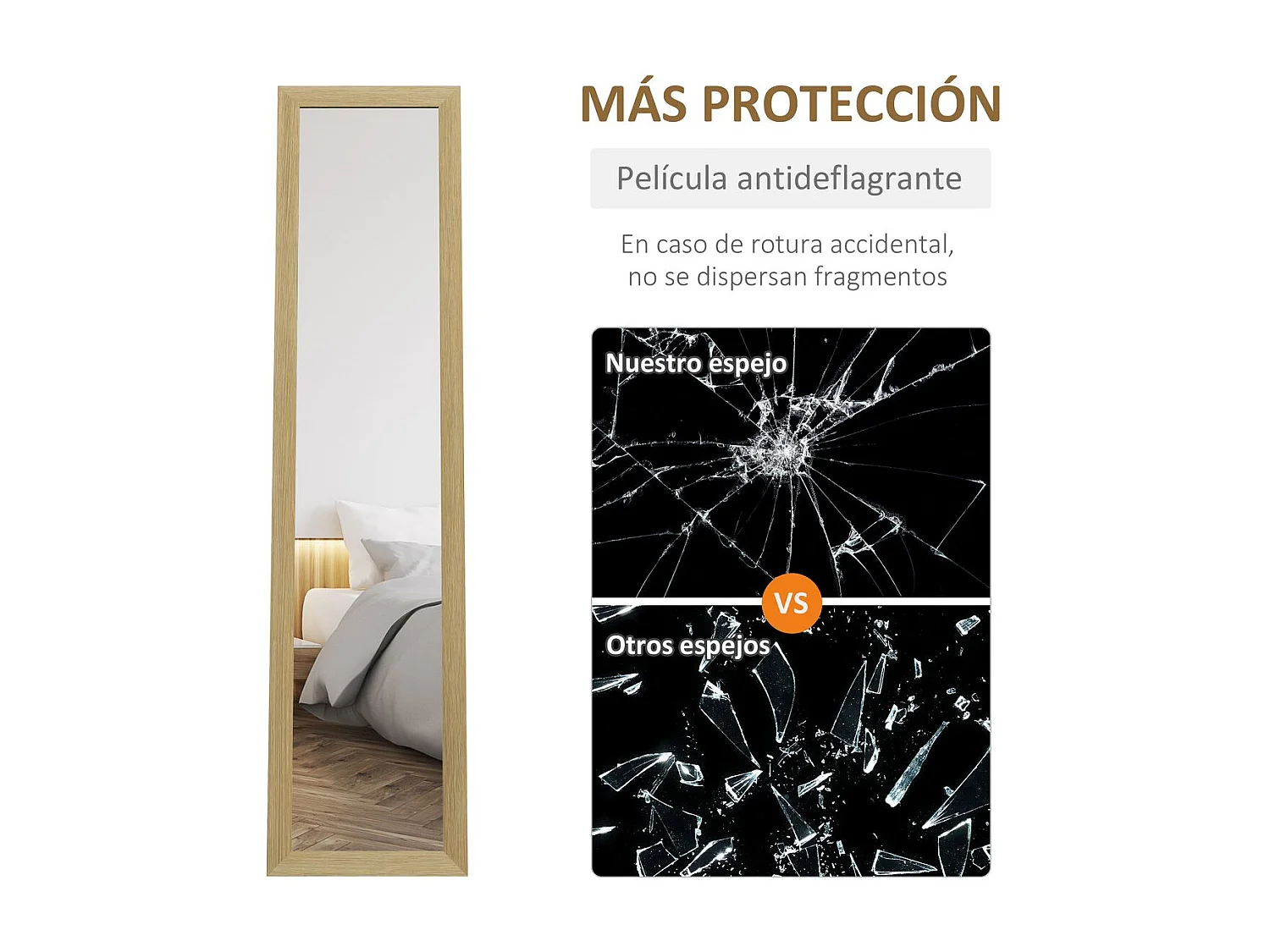 Espejo de pie Moll cuerpo entero natural 157x37x40 cm