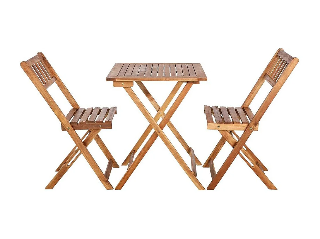 Conjunto de jardín 1 mesa + 2 sillas madera acacia