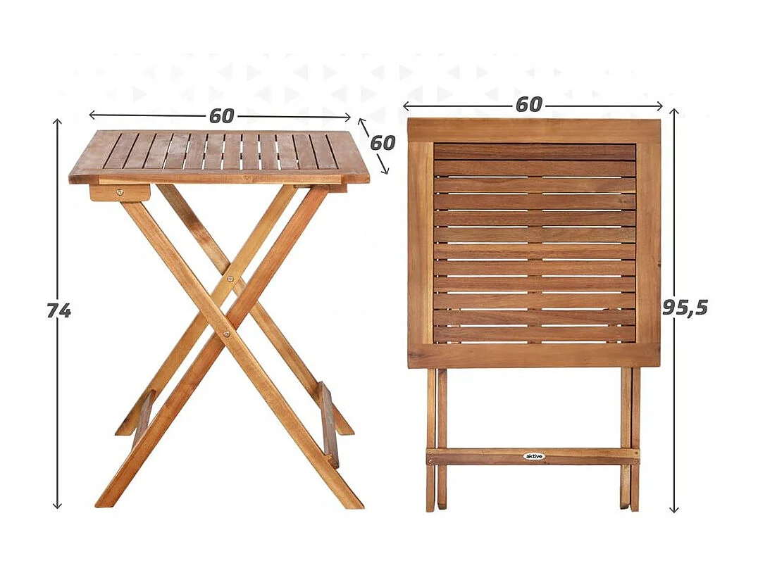 Conjunto de jardín 1 mesa + 2 sillas madera acacia