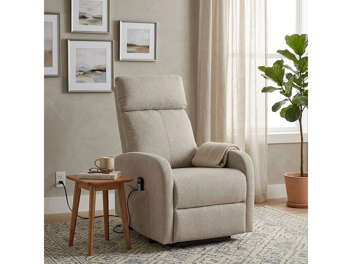 Sillón relax Elevador Life reclinable beige 104x64x93 cm Adec