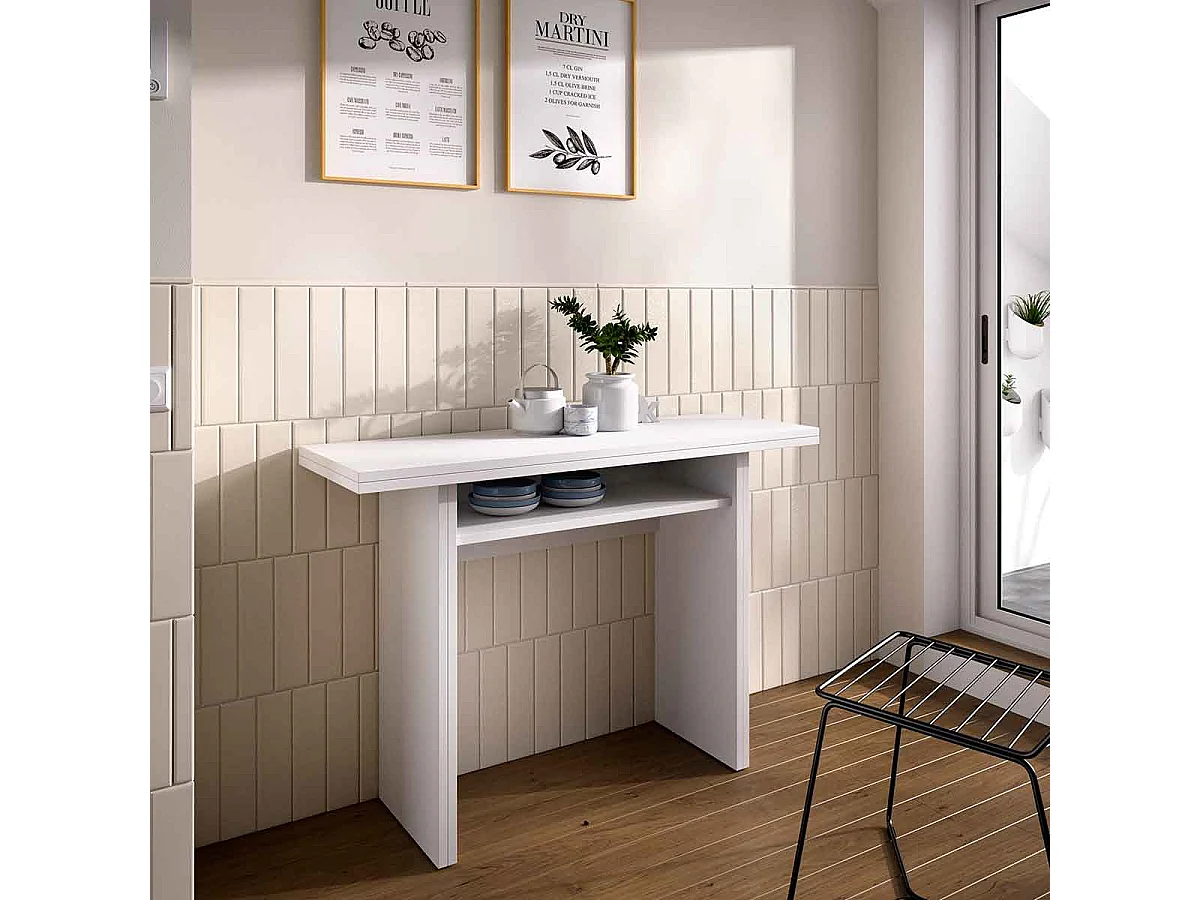 Mesa consola extensible Taly blanco 77,5x110,6x33-66,2 cm