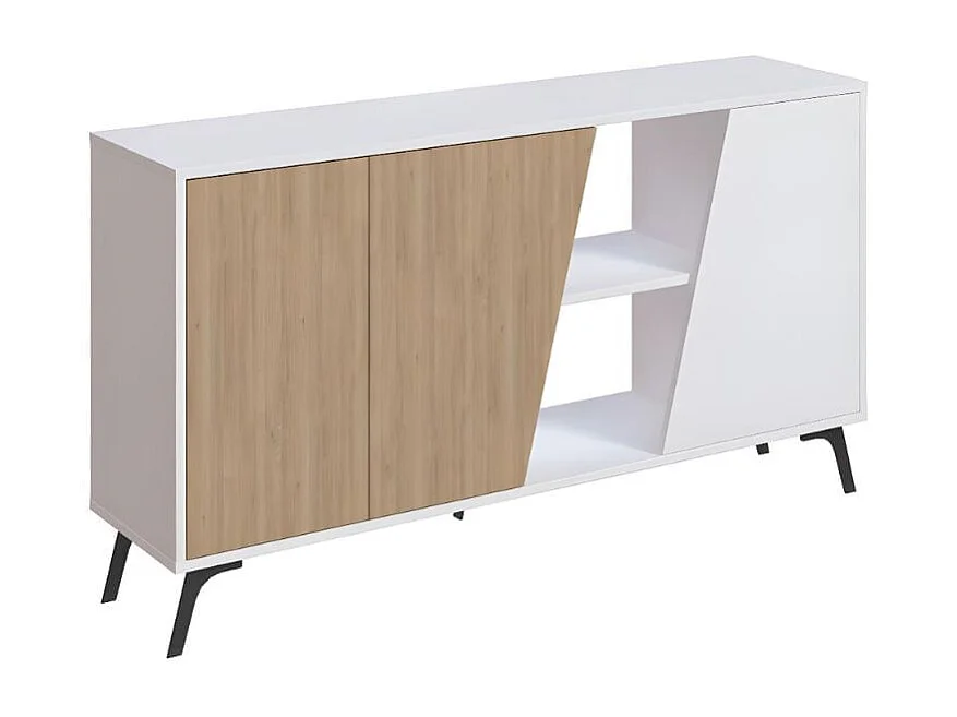 Aparador Fiona 2 puertas + 5 compartimentos roble/blanco 82x150x35,6 cm