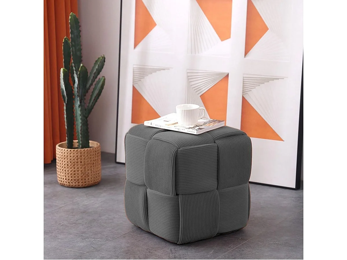 Puf Courdoruy diseño cuadrado gris 41x45x45 cm Adec