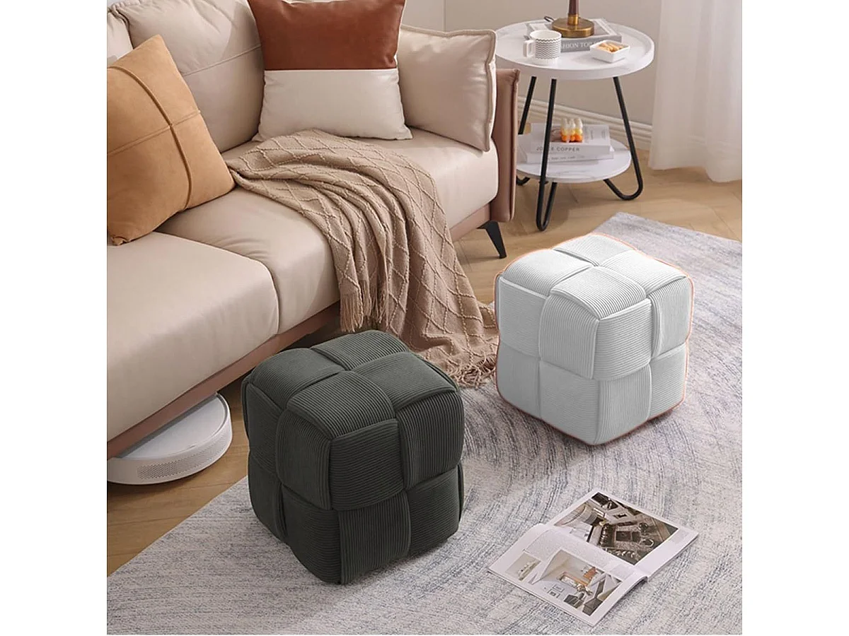 Puf Courdoruy diseño cuadrado gris 41x45x45 cm Adec