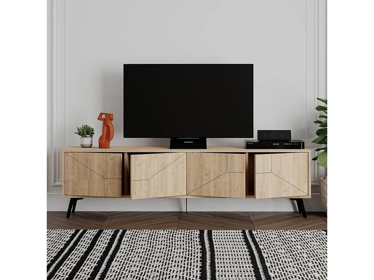 Mueble bajo de TV Dune 4 compartimentos roble 50x180x29,6 cm