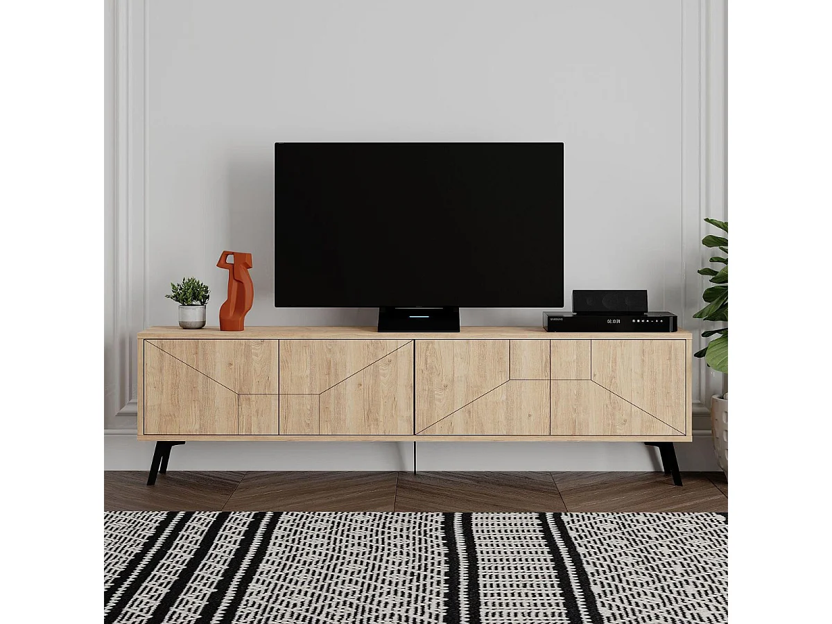 Mueble bajo de TV Dune 4 compartimentos roble 50x180x29,6 cm