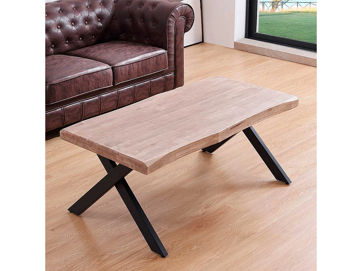 Mesa de centro elevable Xena tapa irregular roble Honey/negro 47-62x120x60-66 cm Adec