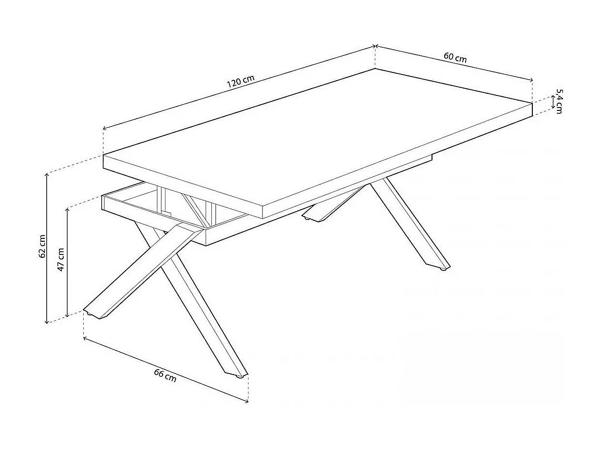 Mesa de centro elevable Xena tapa irregular roble Honey/negro 47-62x120x60-66 cm Adec