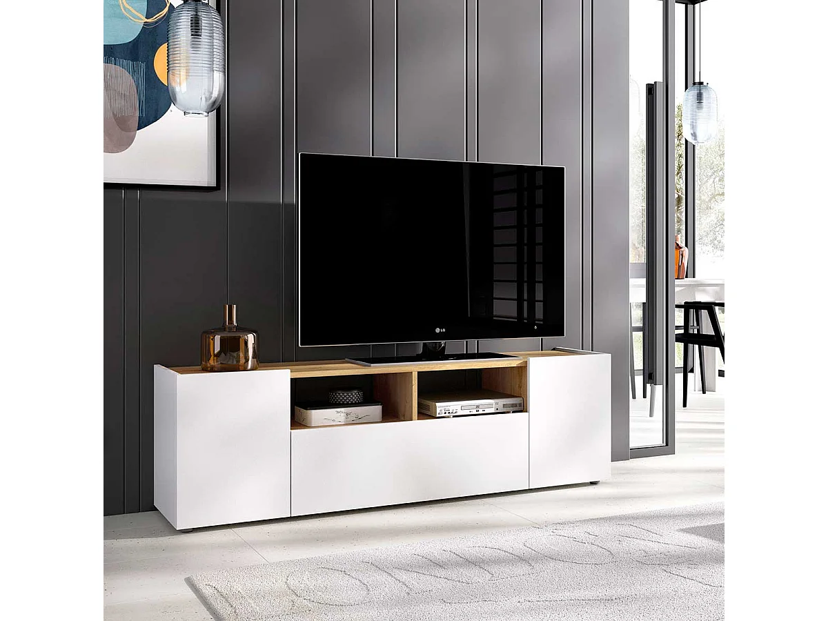 Mueble bajo TV Isola 3 puertas blanco/nordic 44x142x35 cm