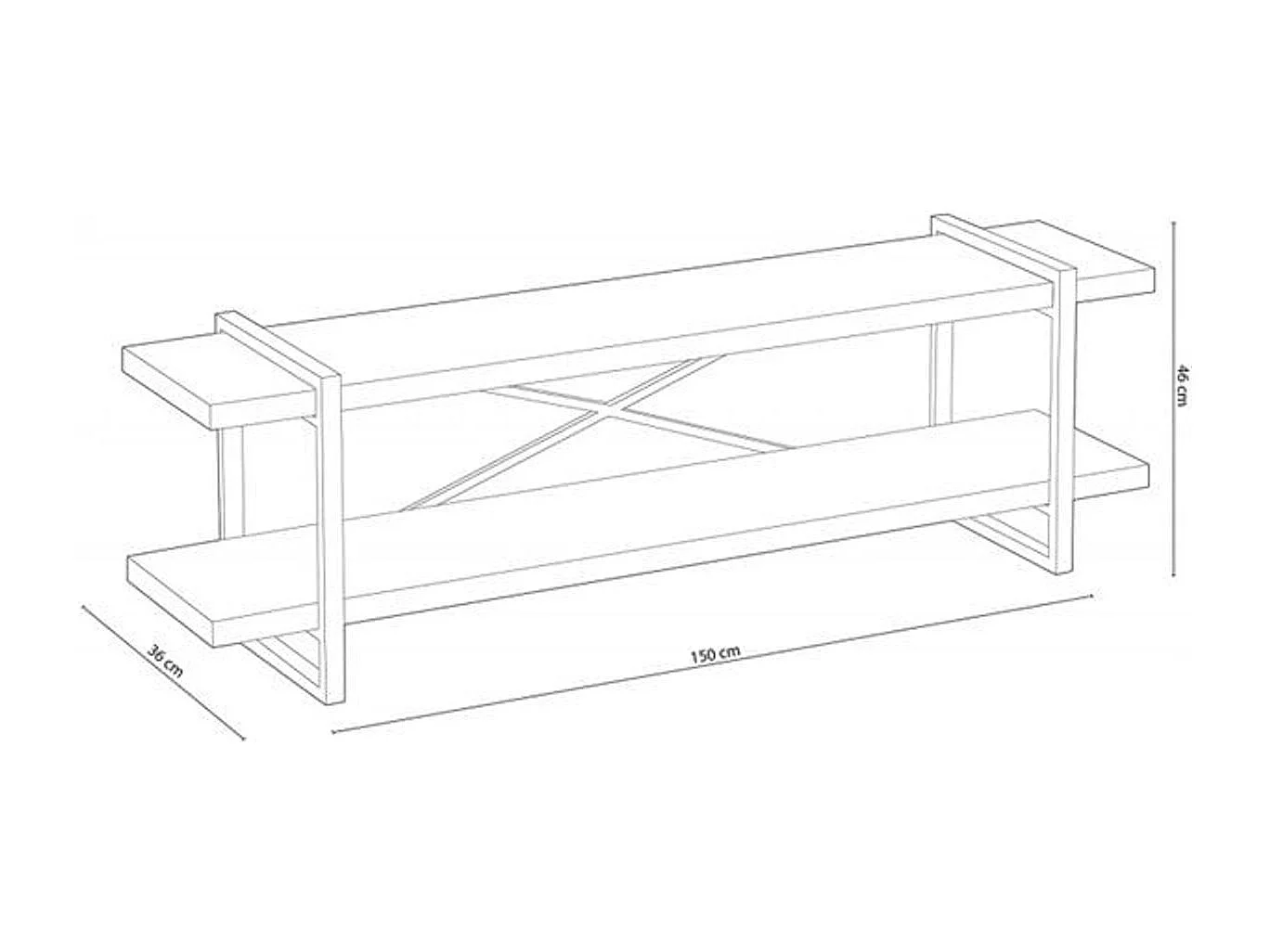 Mueble TV Plank roble Nordish/negro 46x36x150 cm Adec
