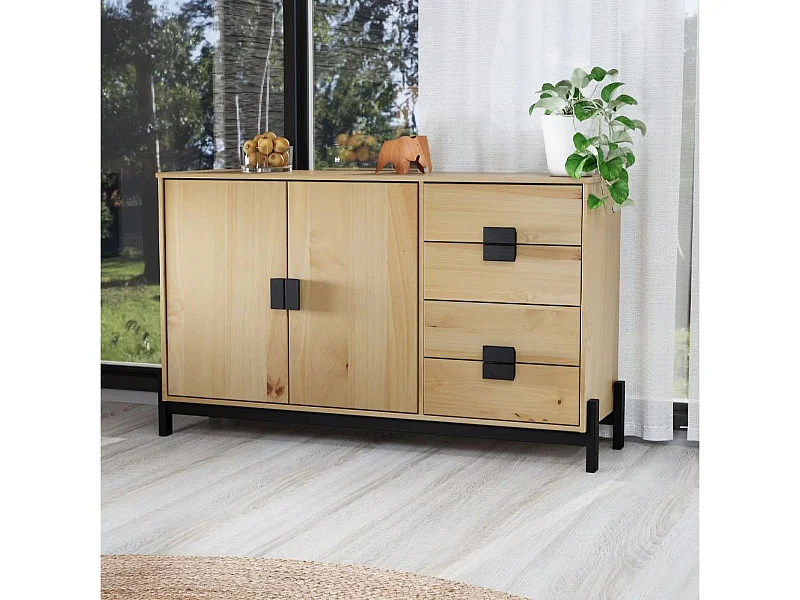 Aparador Soleá 2 puertas + 4 cajones natural 81x138x40 cm