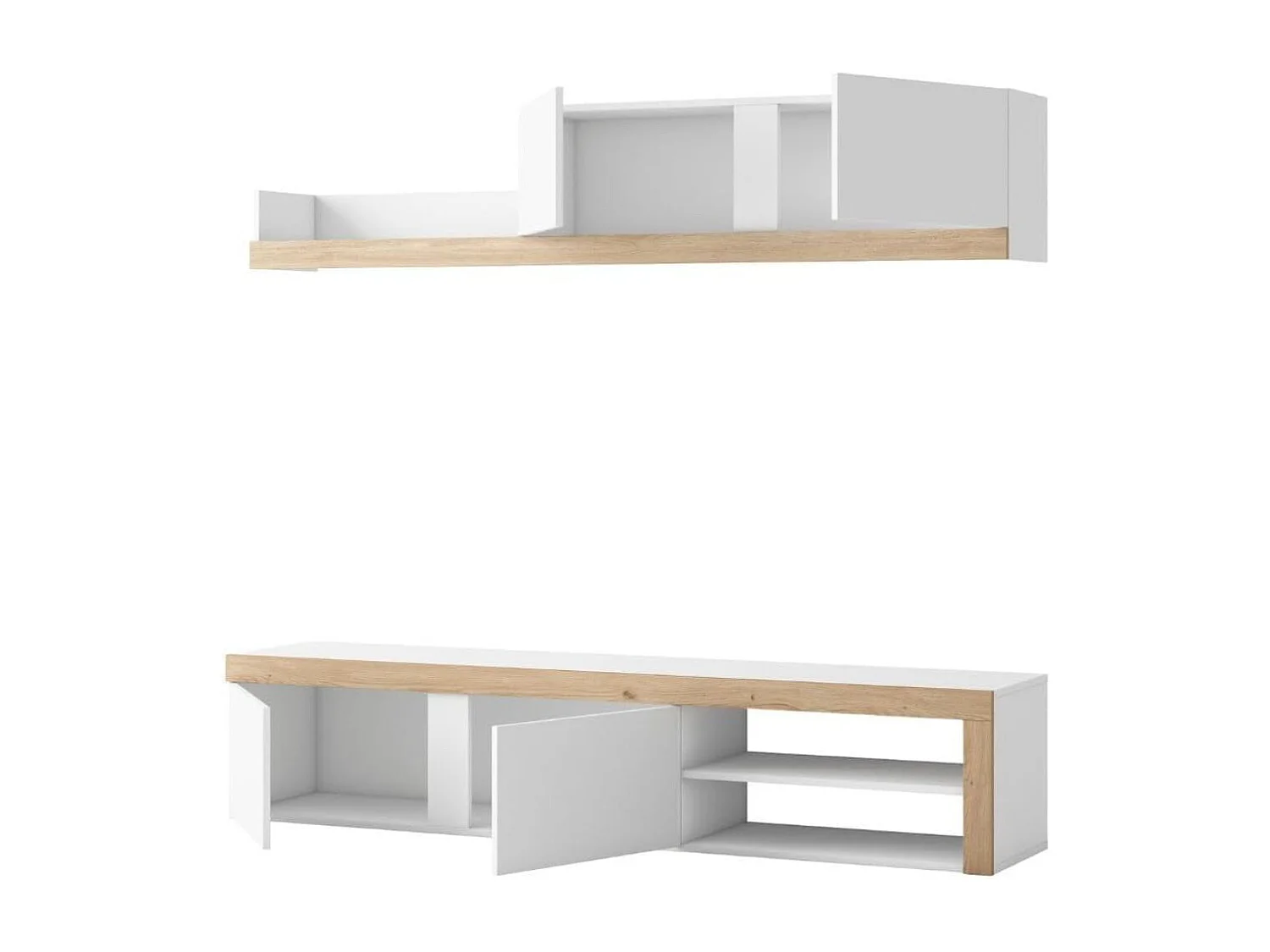 Composición de salón Fly 180cm blanco mate/naturale