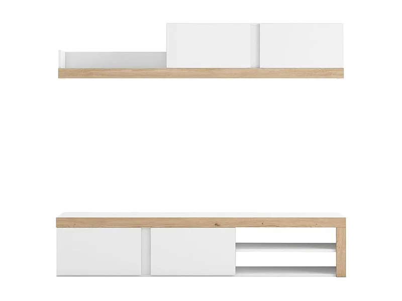 Composición de salón Fly 180cm blanco mate/naturale