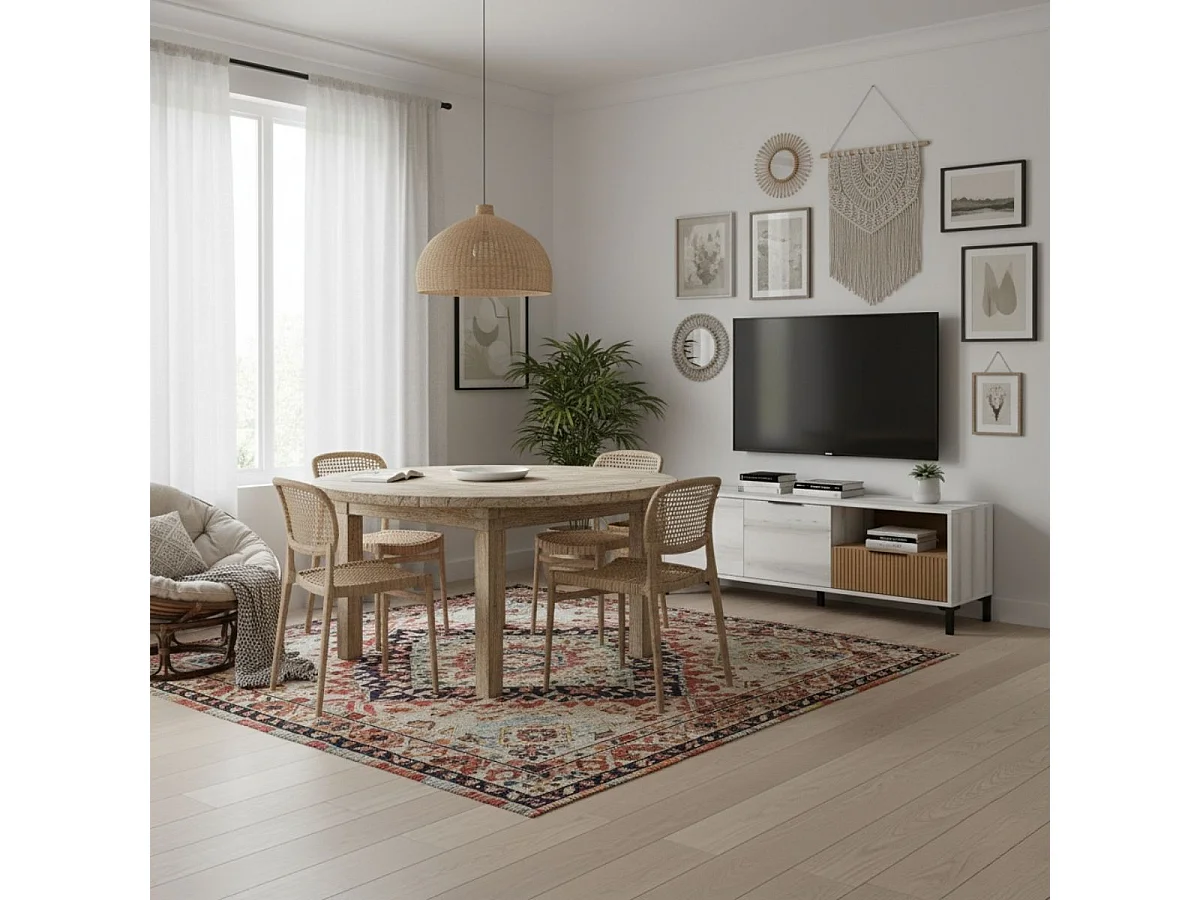 Mueble de TV Tokio 2 puertas con cajón y compartimento albo/rayado 46,5x136,3x40 cm