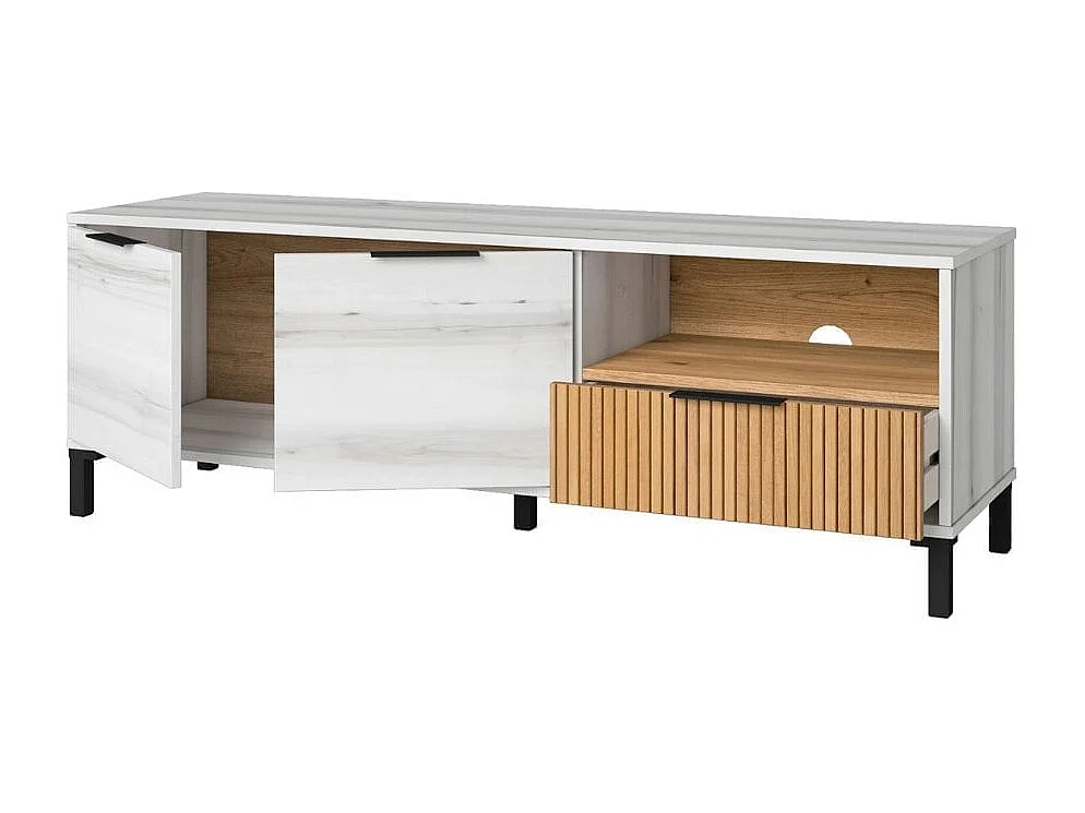 Mueble de TV Tokio 2 puertas con cajón y compartimento albo/rayado 46,5x136,3x40 cm