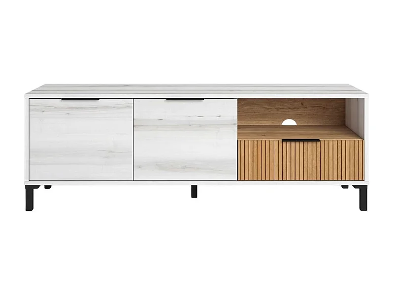 Mueble de TV Tokio 2 puertas con cajón y compartimento albo/rayado 46,5x136,3x40 cm