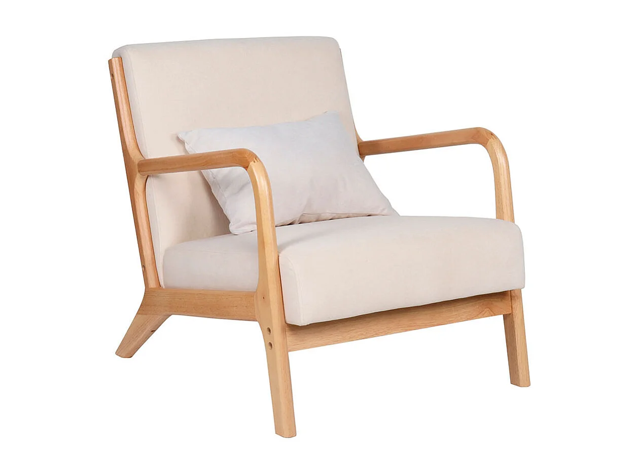 Butaca Tokio asiento acolchado tapizado microfibra beige/natural 72x65x83 cm Adec