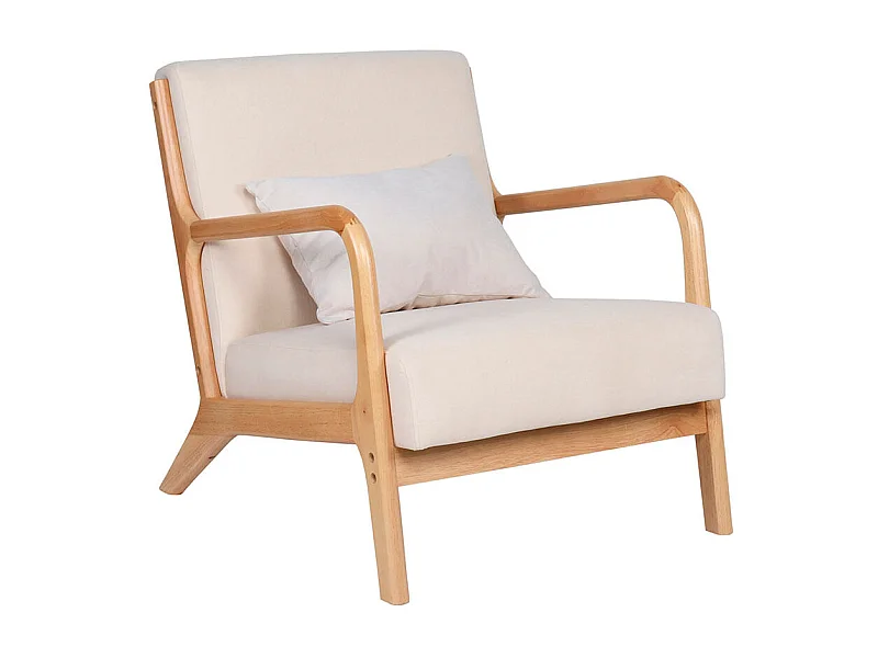 Butaca Tokio asiento acolchado tapizado microfibra beige/natural 72x65x83 cm Adec