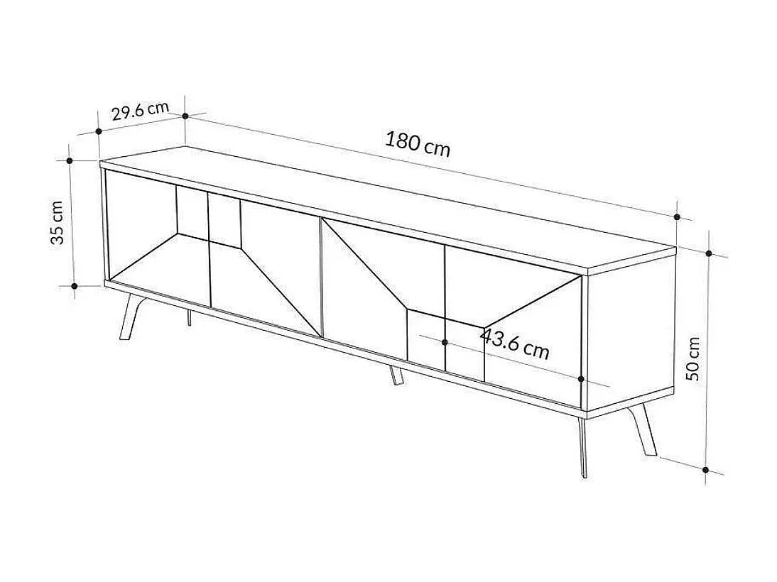 Mueble bajo de TV Dune 4 compartimentos blanco 50x180x29,6 cm