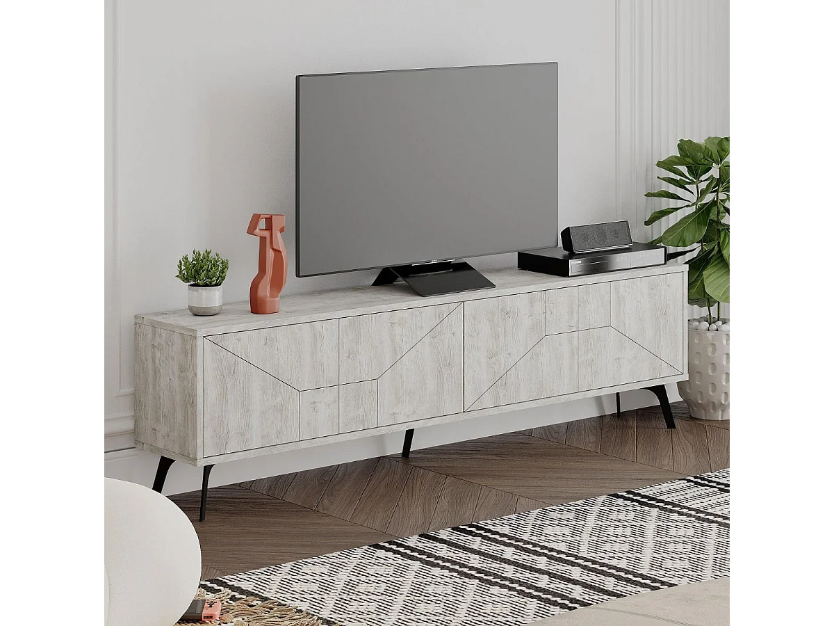 Mueble bajo de TV Dune 4 compartimentos blanco 50x180x29,6 cm