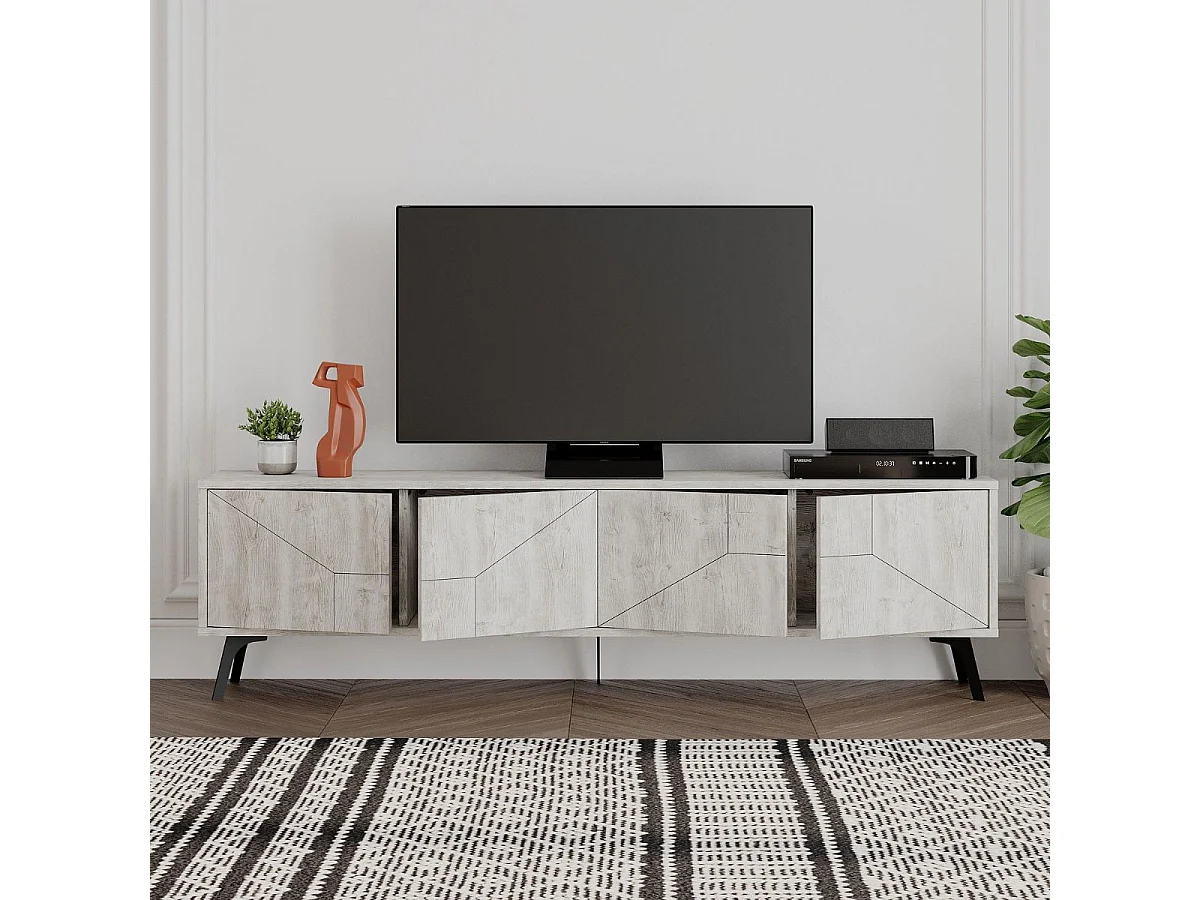 Mueble bajo de TV Dune 4 compartimentos blanco 50x180x29,6 cm