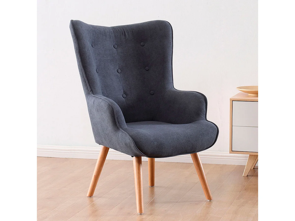 Butaca Voss diseño capitoné gris 95x71x75 cm Adec