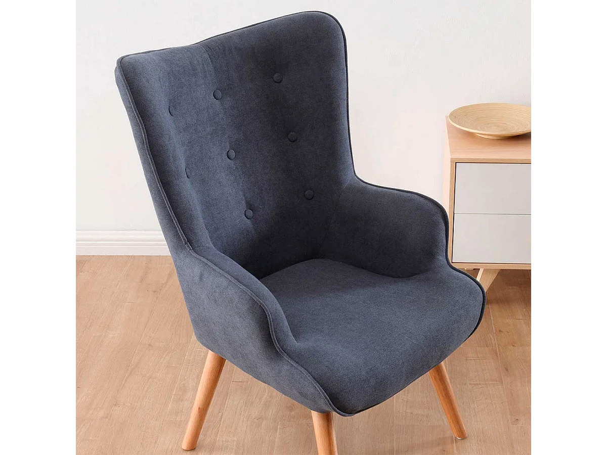 Butaca Voss diseño capitoné gris 95x71x75 cm Adec