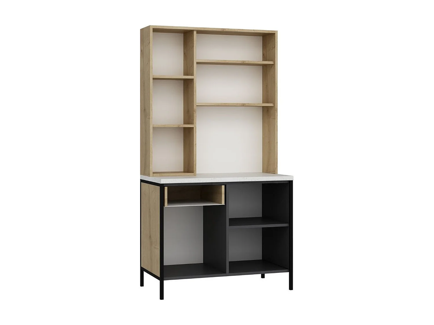 Alacena Andy 3 puertas + cajón natural/gris 180x94x50 cm