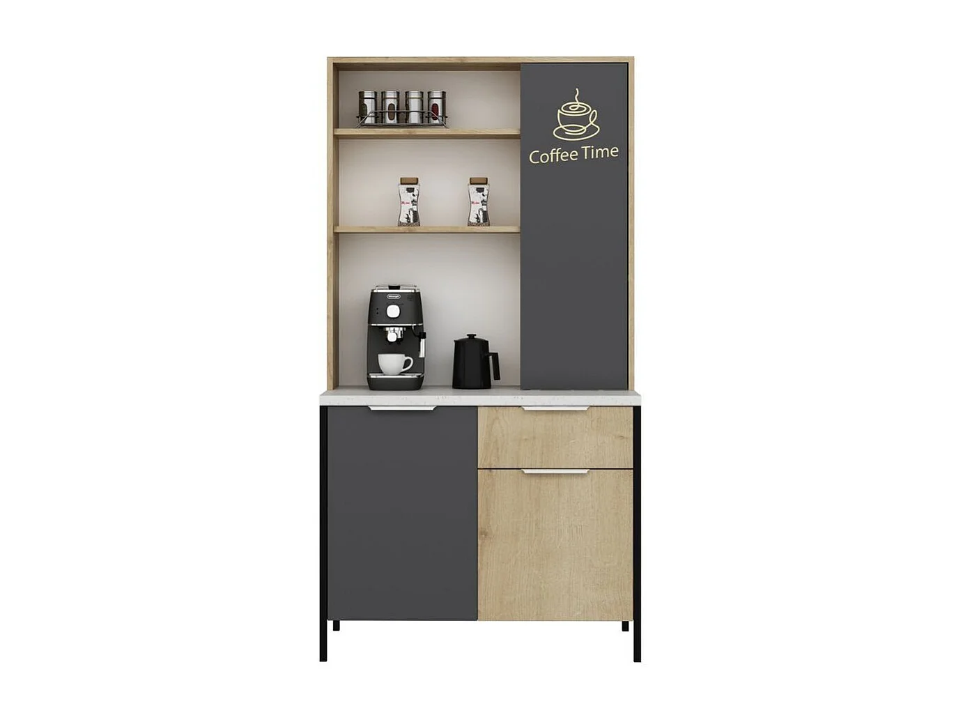 Alacena Andy 3 puertas + cajón natural/gris 180x94x50 cm