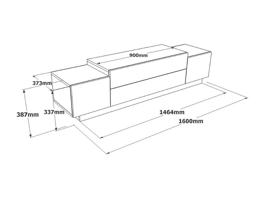 Mueble de TV Gaxio 4 puertas abatibles blanco/natural 38x160x37 cm