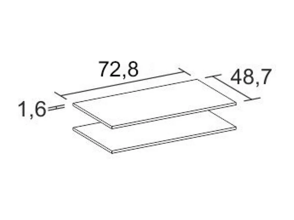 Pack de 2 estantes interior armario blanco mate 1,6x72,8x48,7 cm