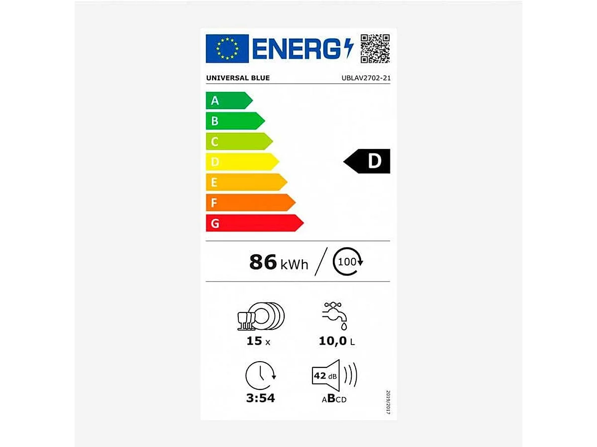 Lavavajillas Ártico 4065W Universal Blue 15 servicios 8 programas Inverter D blanco 60 cm