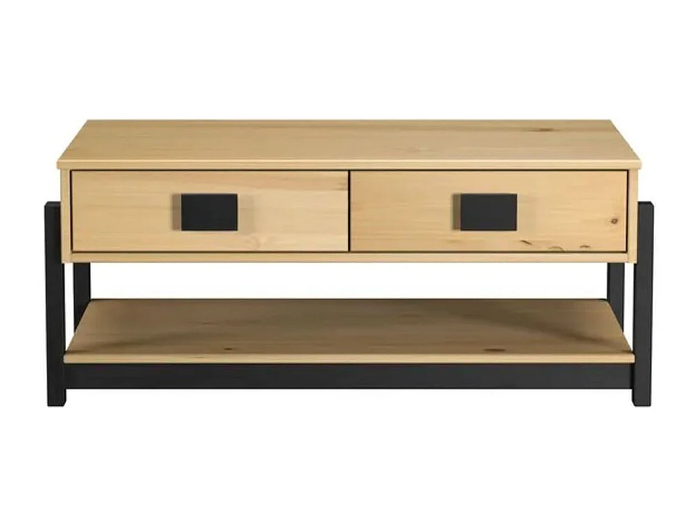 Mesa de centro Vicka 2 cajones + estante natural/negro 40x100x60 cm