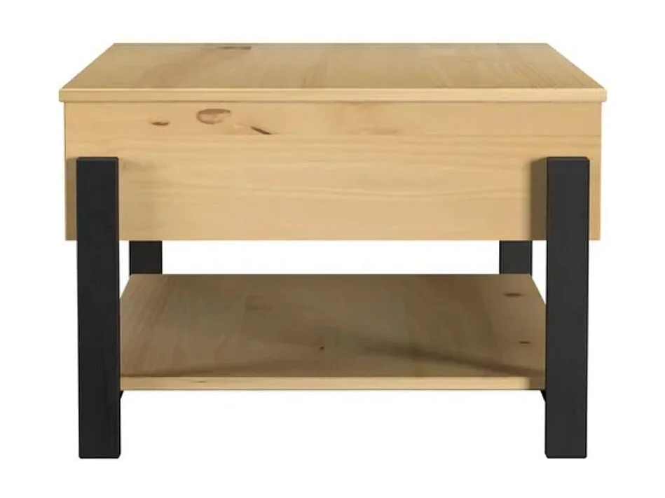 Mesa de centro Vicka 2 cajones + estante natural/negro 40x100x60 cm