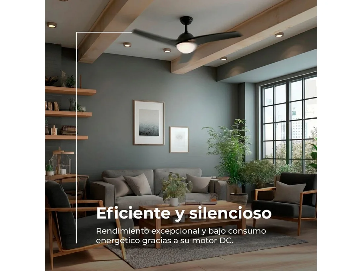 Ventilador de techo Evvo V522 60W 3 aspas 6 velocidades negro Ø132 cm