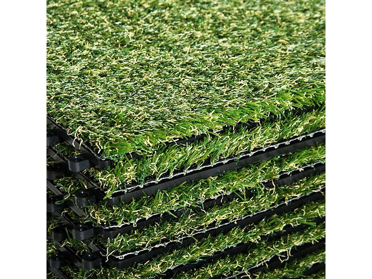 Pack de 10 placas de césped artificial Outsunny verde grosor 25mm
