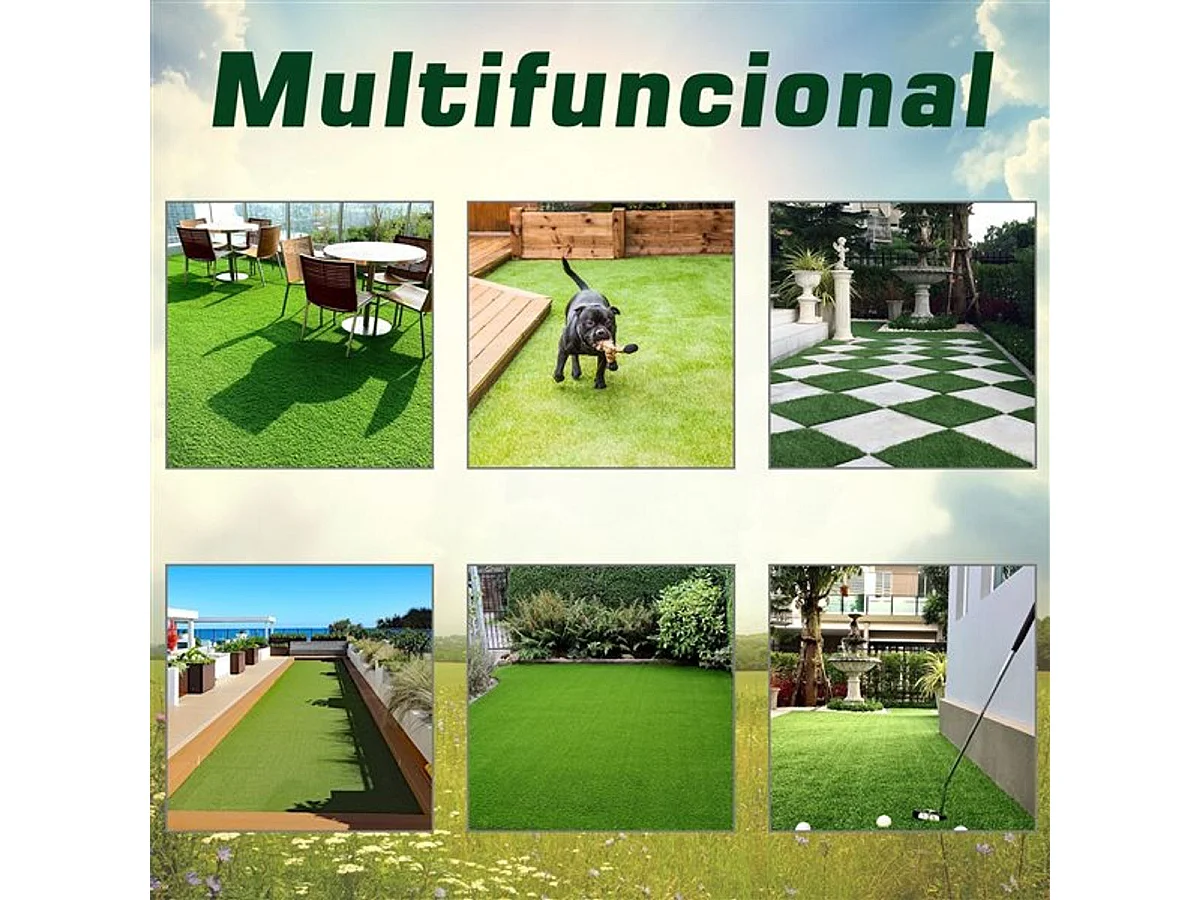 Pack de 10 placas de césped artificial Outsunny verde grosor 25mm