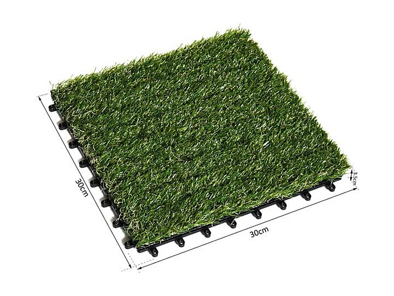 Pack de 10 placas de césped artificial Outsunny verde grosor 25mm