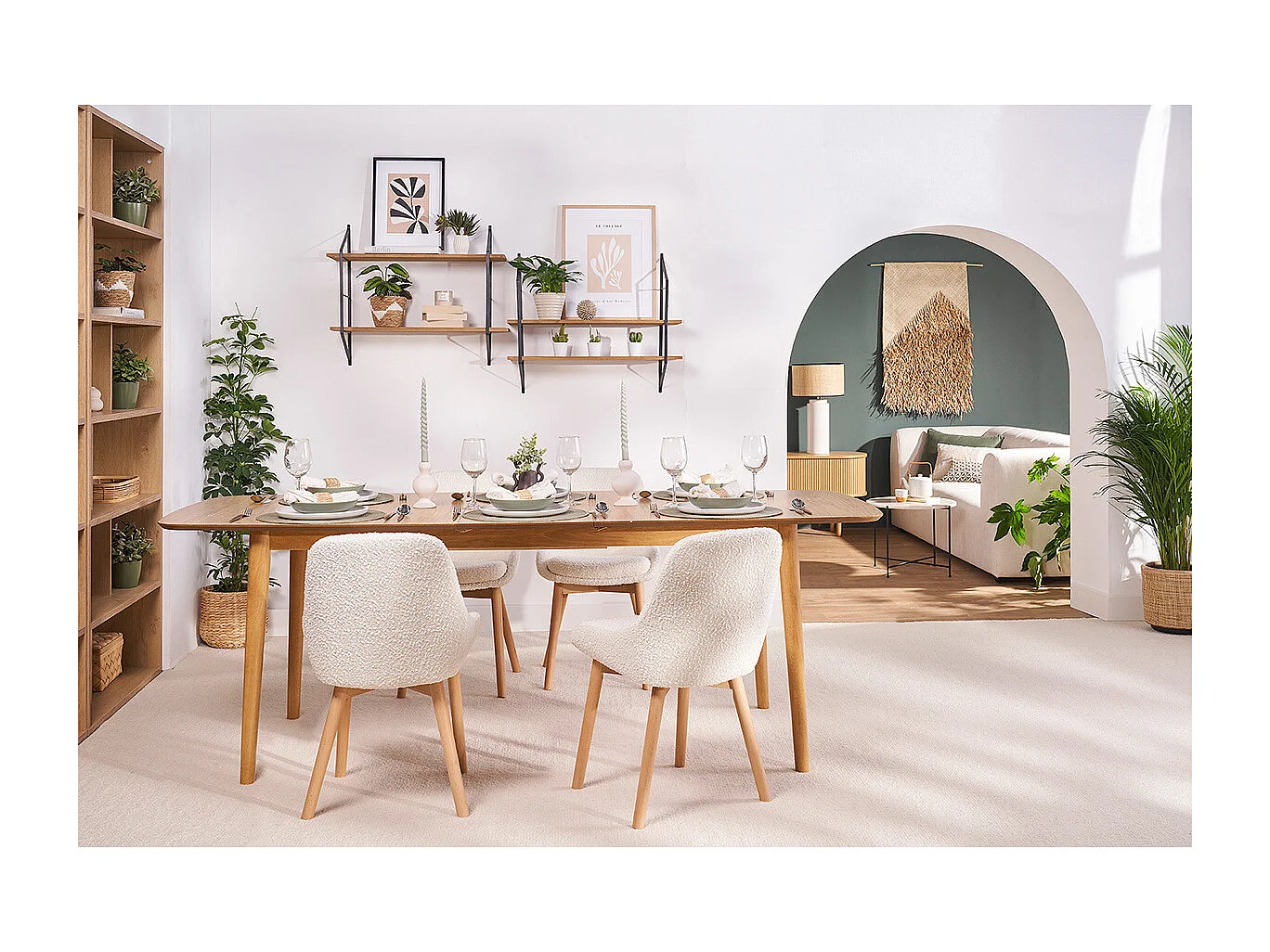 Chaises scandinaves en tissu effet velours texturé terracotta et bois clair massif (lot de 2) HOLO