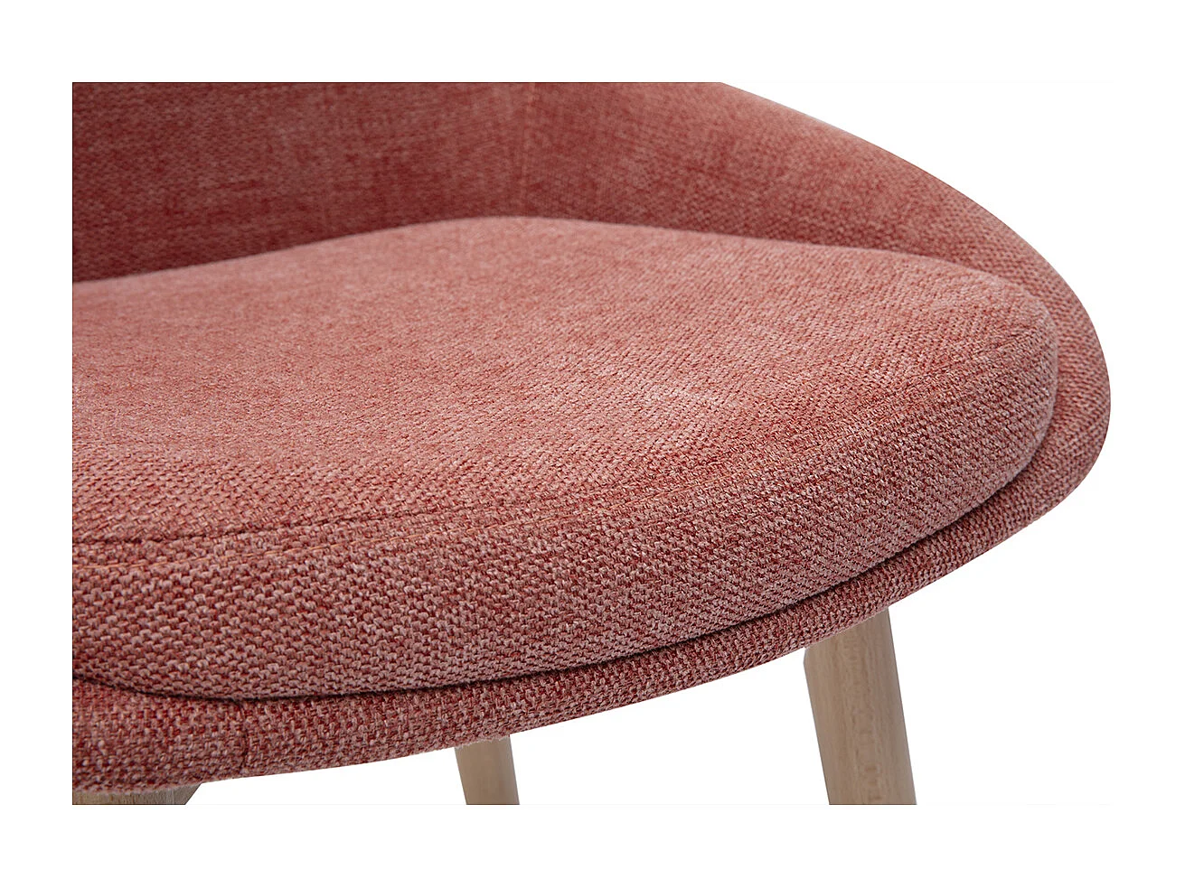 Chaises scandinaves en tissu effet velours texturé terracotta et bois clair massif (lot de 2) HOLO