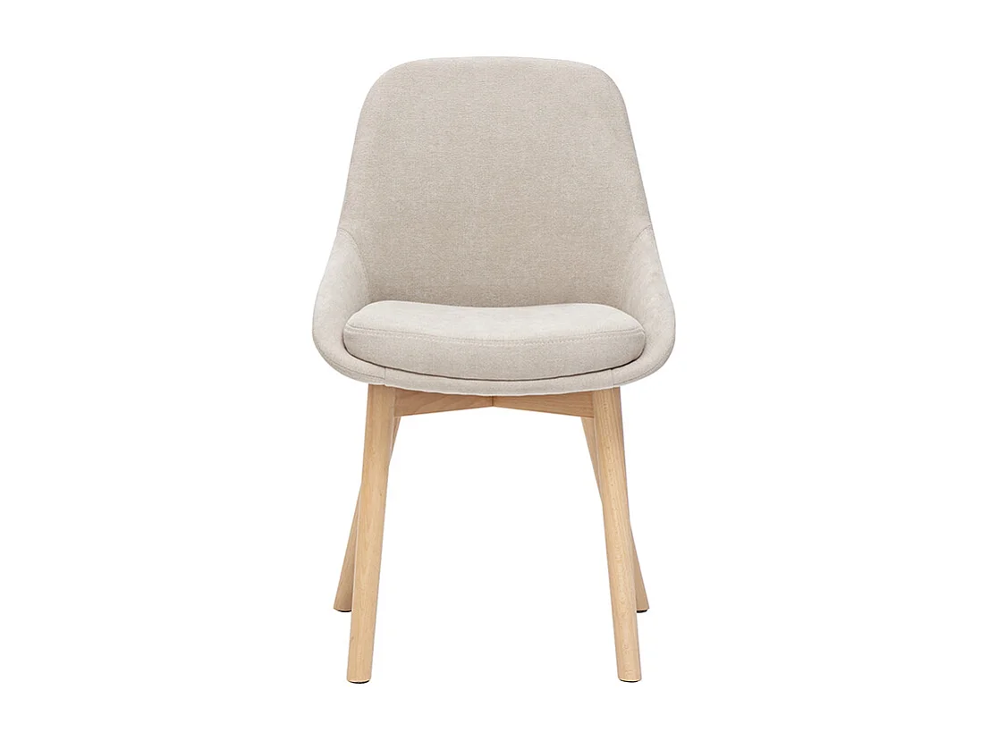Chaises scandinaves en tissu effet velours beige et bois clair massif (lot de 2) HOLO