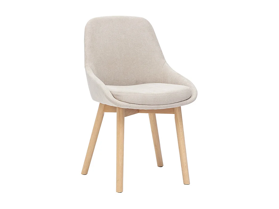 Chaises scandinaves en tissu effet velours beige et bois clair massif (lot de 2) HOLO