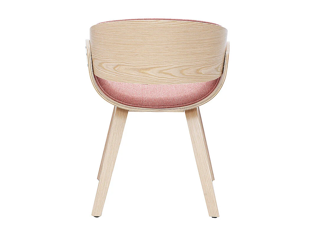 Chaise design en tissu effet velours texturé terracotta et bois clair BENT