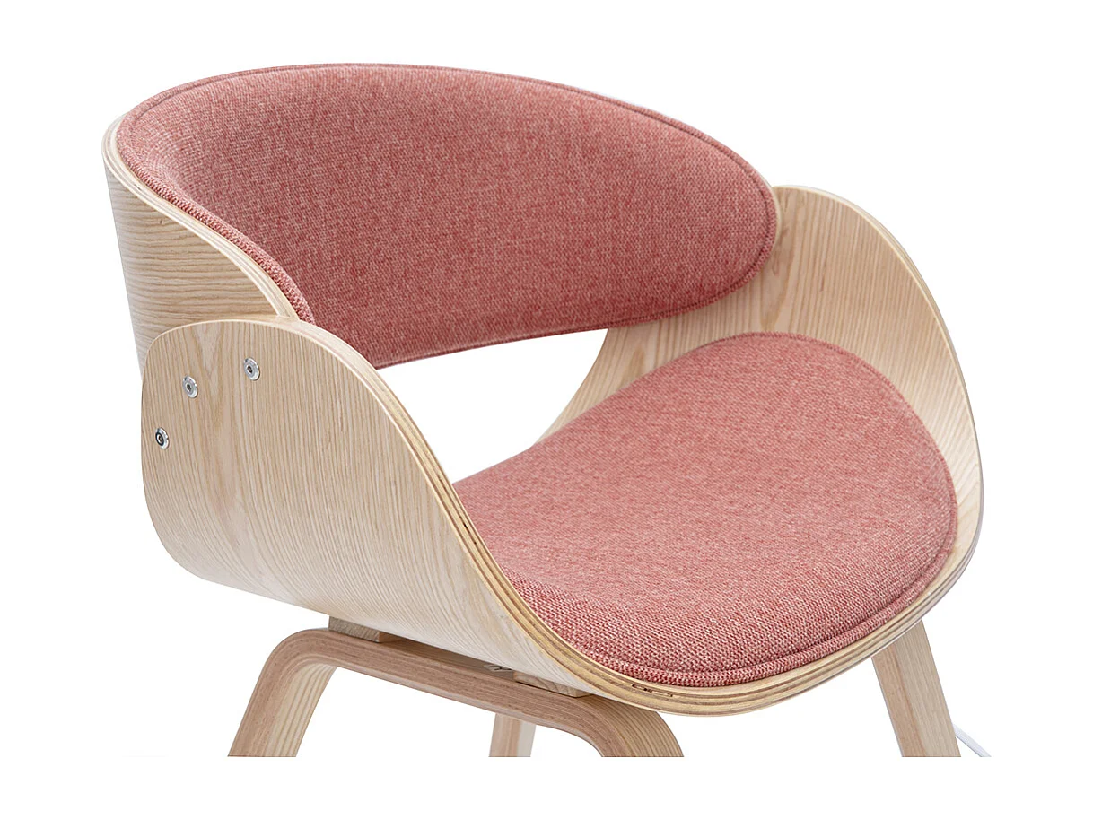 Chaise design en tissu effet velours texturé terracotta et bois clair BENT