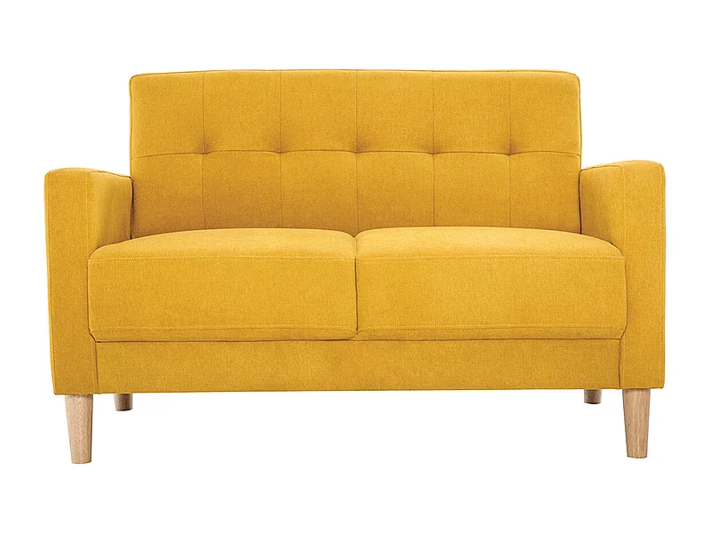 Sofá 2 plazas de estilo nórdico amarillo mostaza con efecto aterciopelado MOON
