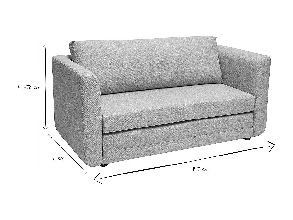 Canapé convertible 2 places en tissu gris clair LEON