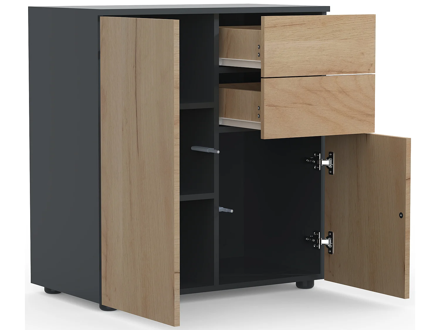 Chest of drawers & sideboards Dalosa Anthracite / honey oak H. 77 x W. 70 x D. 39cm